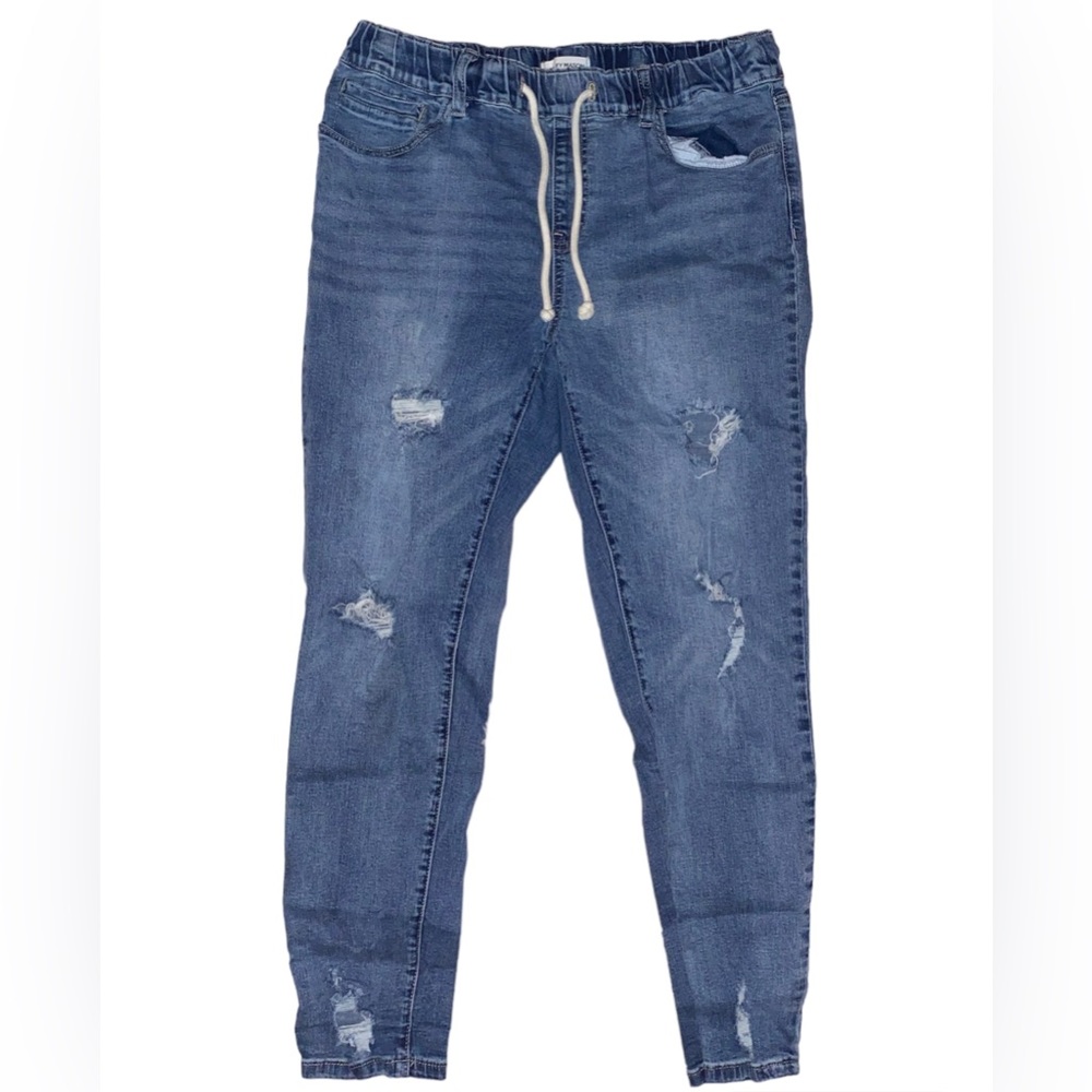 SOLD Ashley Mason Distressed Drawstring Waist Skinny Jean Jeggings - Picture 2 of 6
